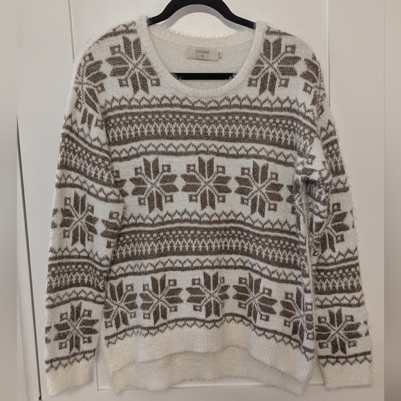 Cream Holiday Sweater Snowflake Pattern - Picture 8 of 8